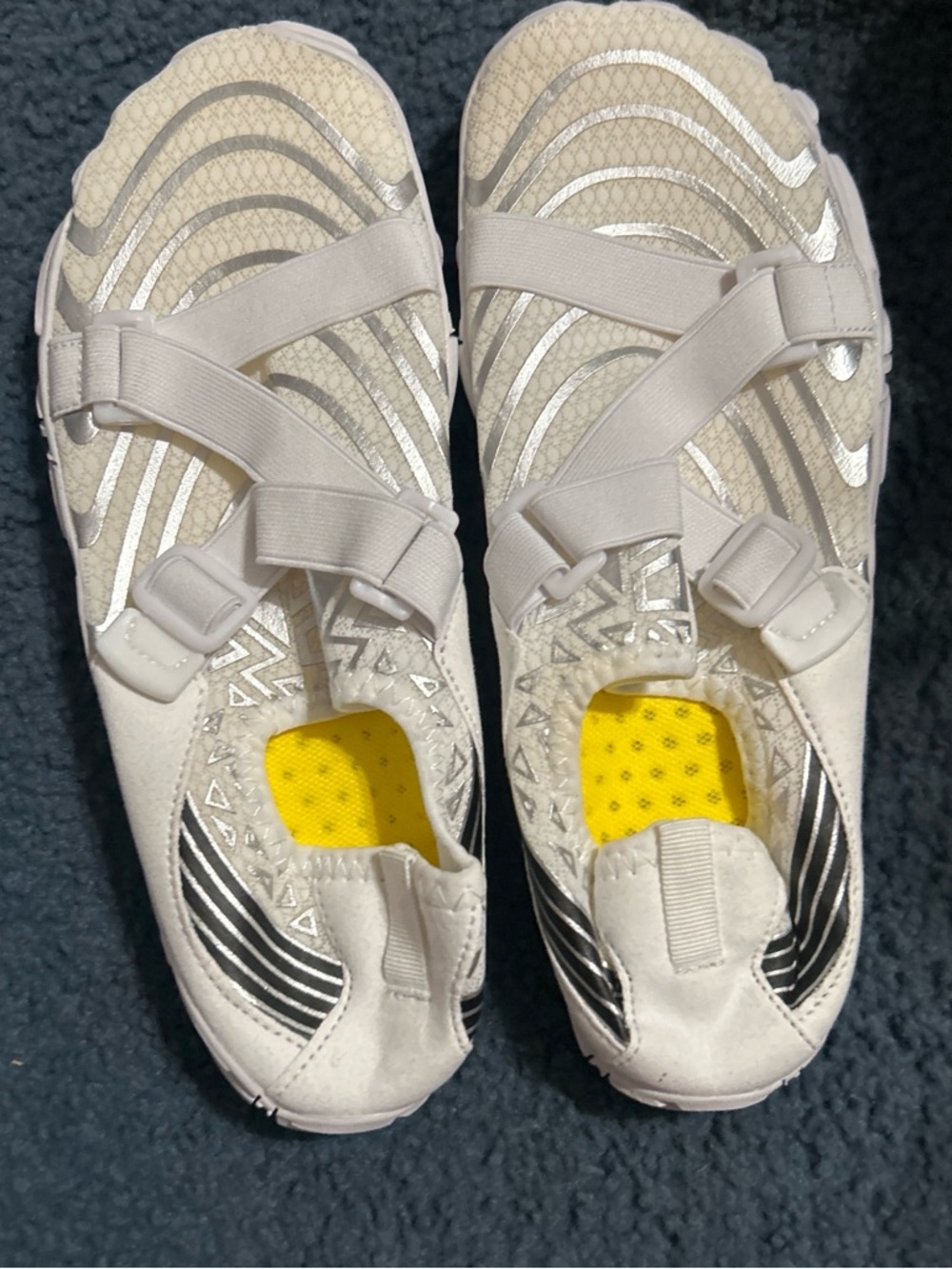 Light Gray Slip-On Water Shoes with Silver Accents